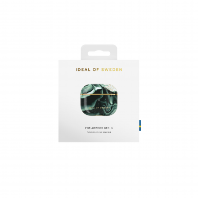 Airpods 3 iDeal Of Sweden Golden Olive Marble dėklas 2