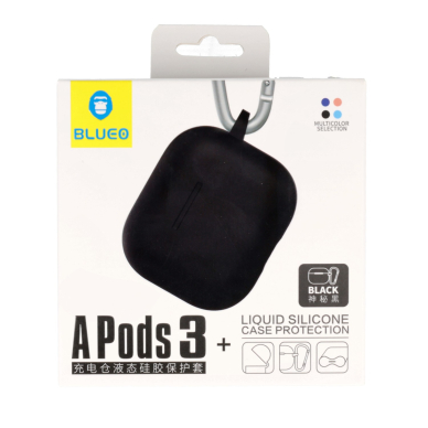 Airpods 3 Mr. Monkey liquid silicone protect black dėklas 1