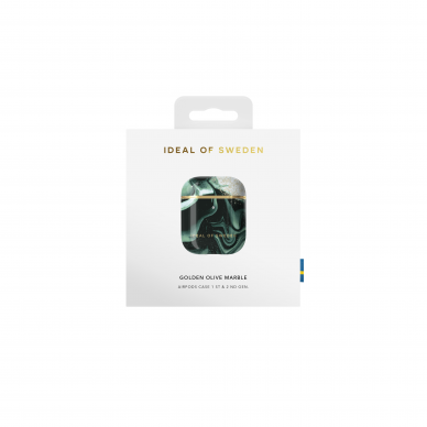 Airpods iDeal Of Sweden Golden Olive Marble dėklas 1