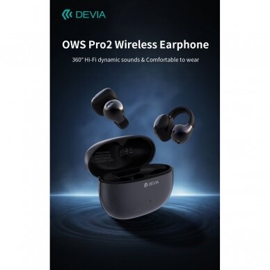 Bluetooth ausinės black Devia OWS Pro2 Clip-on EM402 3