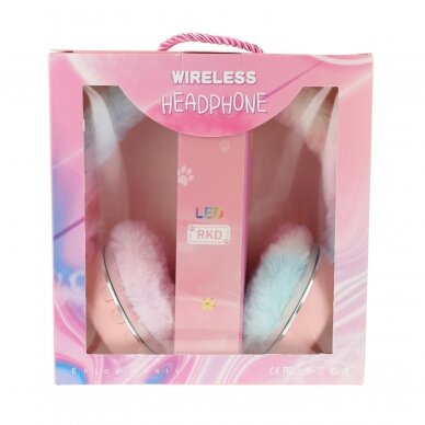 Bluetooth ausinės FLUFFY pink QL-268 30090 2