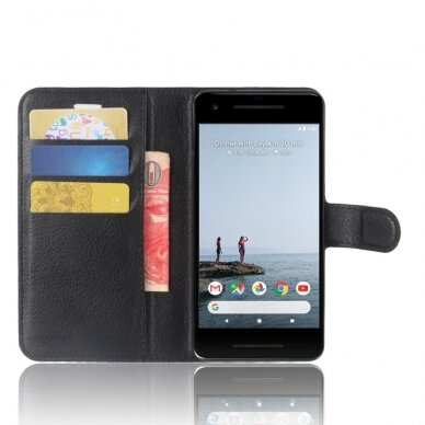 Google Pixel 2 XL juodas Litchi SKIN dėklas 3