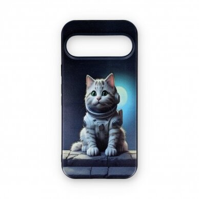 Google Pixel 9 / Pixel 9 PRO black nugarėlė Astronaut Cat Design00317