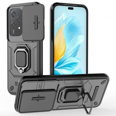 Honor 200 Lite 5G black RING ARMOR WITH CAMSHIELD nugarėlė