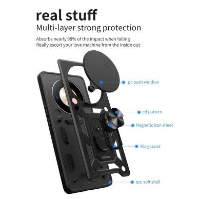 Honor Magic 6 Lite black RING ARMOR WITH CAMSHIELD nugarėlė 2