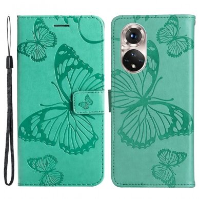 Huawei NOVA 9/Honor 50 žalias Tracy K.FLEXI dėklas Butterflies