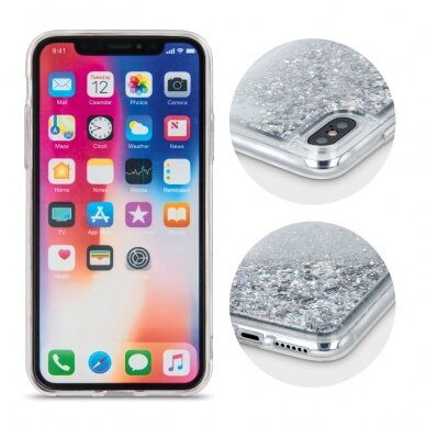 Huawei P30 Lite silver Water Sparkle nugarėlė 4