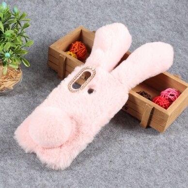 Huawei P30 Lite pink nugarėlė Fluffy rabbit 2