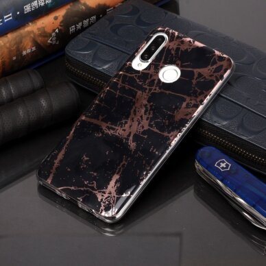 Huawei P30 Lite Tracy nugarėlė Black&gold Marble+ 4