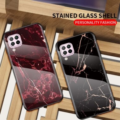 Huawei P40 LITE marble glass nugarėlė Black&Gold 2