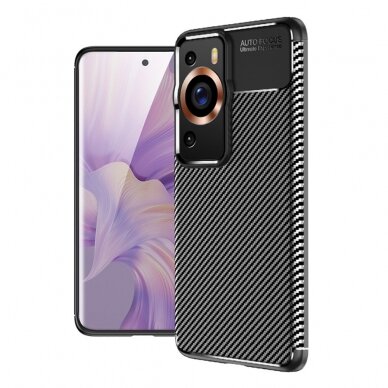 Huawei P60/P60 PRO Tracy juoda CARBON FIBER nugarėlė 1