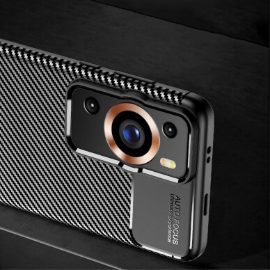 Huawei P60/P60 PRO Tracy juoda CARBON FIBER nugarėlė 6