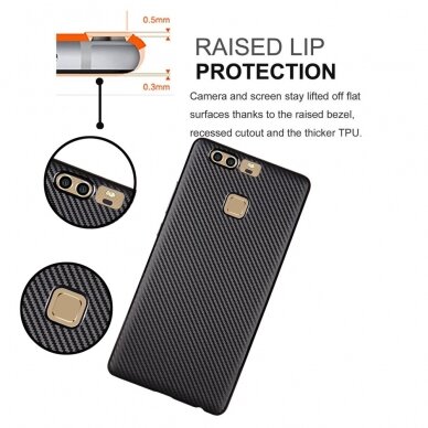 Huawei P9 juoda CARBON FIBER nugarėlė 2