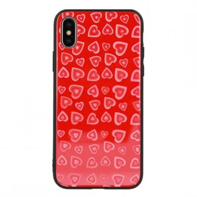 Huawei Y6 2018 raudona HEART GLASS nugarėlė 3