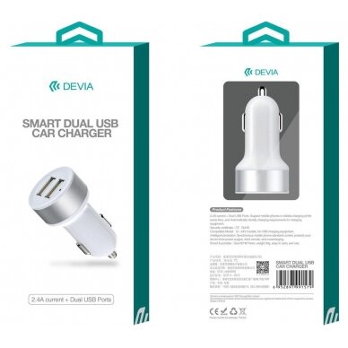 Įkroviklis auto SMART 3.1A 2USB DEVIA 1