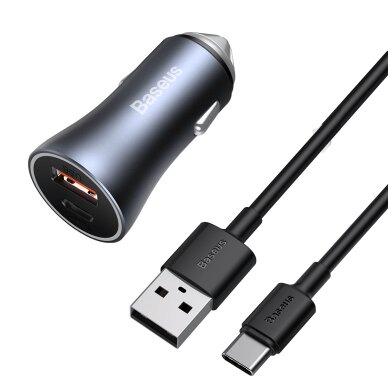 Įkroviklis auto TYPE C + USB PD/QC 4.0 40W 3A BASEUS TZCCJD-0G