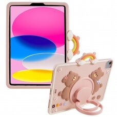 iPad Air 11 (2024) pink Cartoon Bear nugarėlė su kojele