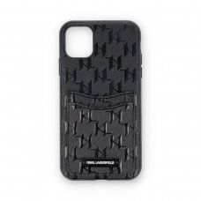 iPhone 11 black Saffiano Monogram Card Slot KARL LAGERFELD nugarėlė