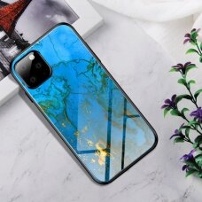 iPhone 11 marble glass nugarėlė Blue&gold