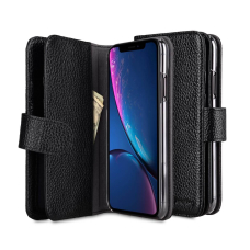 iPhone 11 Pro juodas odinis MELKCO WALLET+ BOOK dėklas