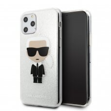 iPhone 11 PRO sidabro sp. glitter KARL LAGERFELD nugarėlė KLHCN58TPUTRIKSL