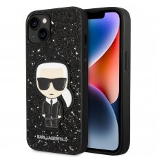 iPhone 14/13 juoda glitter KARL LAGERFELD nugarėlė KLHCP14SGFKPK