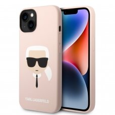 iPhone 14/13 šviesiai rožinė KARL LAGERFELD nugarėlė KLHCP14SSLKHLP