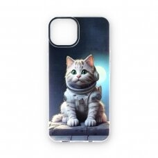 iPhone 14/13 clear nugarėlė Astronaut Cat Design00317