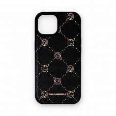 iPhone 15 black Magsafe PU Karl Heads Pattern KARL LAGERFELD nugarėlė