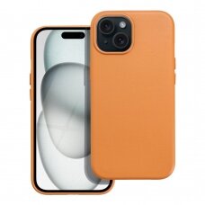 iPhone 15 orange MagLeather MagSafe nugarėlė