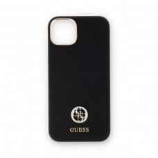 iPhone 15 PLUS black HC Silicone Strass Logo GUESS nugarėlė