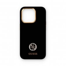 iPhone 15 PRO black HC Silicone Strass Logo GUESS nugarėlė