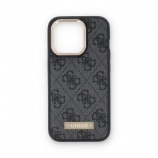 iPhone 15 PRO black Plate Logo MagSafe GUESS nugarėlė