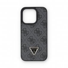 iPhone 15 PRO black PU Leather Triangle Strass GUESS nugarėlė