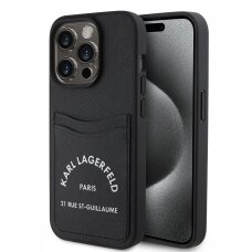 iPhone 15 PRO black Saffiano Cardslots RSG 3D Logo KARL LAGERFELD nugarėlė