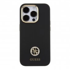 iPhone 15 PRO MAX black HC Silicone Strass Logo GUESS nugarėlė