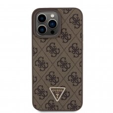 iPhone 15 PRO MAX brown PU Leather Triangle Strass GUESS nugarėlė