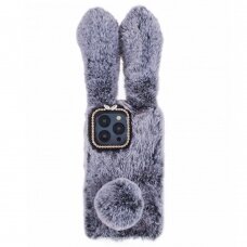 iPhone 15 PRO MAX dark grey nugarėlė Fluffy rabbit