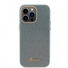 iPhone 15 PRO MAX khaki Glitter Glossy Script GUESS nugarėlė