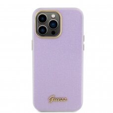 iPhone 15 PRO MAX lilac Glitter Glossy Script GUESS nugarėlė