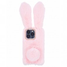 iPhone 15 PRO MAX pink nugarėlė Fluffy rabbit