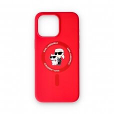 iPhone 15 PRO MAX red Magsafe Silicone KC Heads Ring KARL LAGERFELD nugarėlė