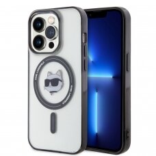 iPhone 15 PRO MAX transparent IML Choupette`s Head MagSafe KARL LAGERFELD nugarėlė