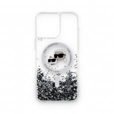 iPhone 15 PRO MAX transparent Magsafe Liquid Glitter KC Heads KARL LAGERFELD nugarėlė