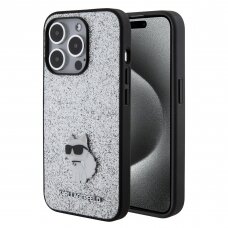 iPhone 15 PRO silver Fixed Glitter Metal PIN KARL LAGERFELD nugarėlė