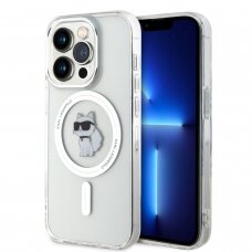 iPhone 15 PRO transparent MagSafe Choupette IML KARL LAGERFELD nugarėlė