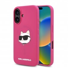 iPhone 16 fuschia Magsafe Sil Choupette Head Print KARL LAGERFELD nugarėlė