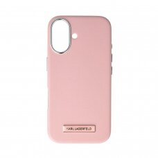 iPhone 16 pink Magsafe PU FW Metal Plate KARL LAGERFELD nugarėlė