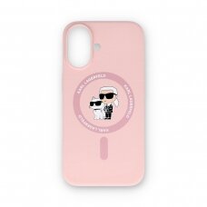 iPhone 16 pink Magsafe Silicone KC Heads Ring KARL LAGERFELD nugarėlė