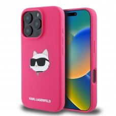 iPhone 16 PRO fuschia Magsafe Sil Choupette Head Print KARL LAGERFELD nugarėlė